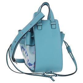 Sac à main LOEWE Hammock Flower en cuir Bleu Clair Auth 196827SAM Bleu clair