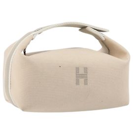 Hermès HERMES Brid A Handtasche Schwarz Canvas Leder Beige Silver Auth 196626M Silber Beige
