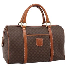 Céline Sac à main CELINE Macadam Canvas PVC Leather Brown Gold Auth BA15189A Marron Doré
