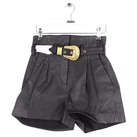 The Kooples Black Leather Mini Shorts Black