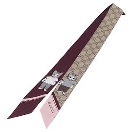 Cachecol GUCCI GG Canvas Seda Colaboração Higuchi Yuko Bege Auth 197171M Bege