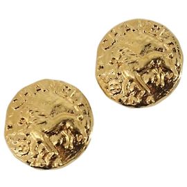 Orecchini Leone CHANEL Metallo Tono Oro CC Auth 198845 Altro