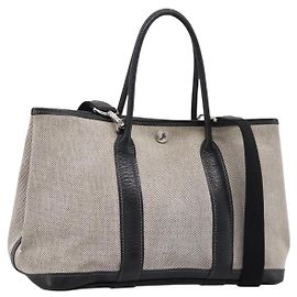 Hermès HERMES Garden Party PM Handtasche Canvas 2way Gray Silver Auth ka5795 Braun Silber