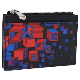Portamonete GUCCI Square G Space PVC Nero Argento 628471 Auth 198796M Nero Argento