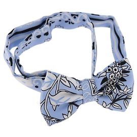 Hermès HERMES Ribbon Tie Silk Light Blue Silver Auth 198802M Silvery Light blue