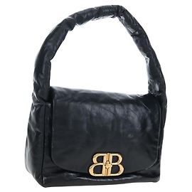 Sac Sling Monaco BALENCIAGA Cuir Noir Or 787896 Auth 196040M Noir Doré