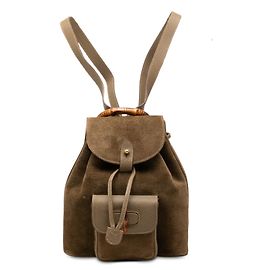 Mochila Gucci em camurça castanha com bambu Marrom