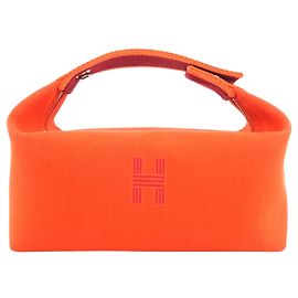Bolsa Vanity Case Hermès Small Toile Bride A Brac Laranja Laranja