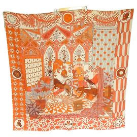 Hermès Hermes Carre Geant 140 LA DANSE DES AMAZONES Stole Arancione