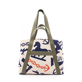 Hermès Beach Bag Pict de Plage Mehrfarben Beige Marineblau