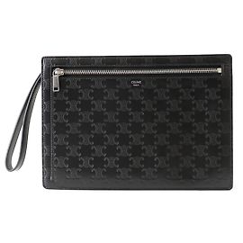 Céline Borsa a pochette Celine Triomphe in pelle di vitello Nero