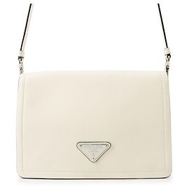 Bolsa de Ombro Prada Grace em couro de bezerro com triângulo Branco