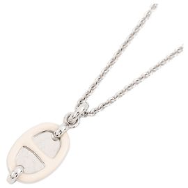 Hermès Collier pendentif Hermes Mini Maillon PM Blanc