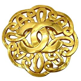Broche Redonda Chanel Coco Mark Dourado