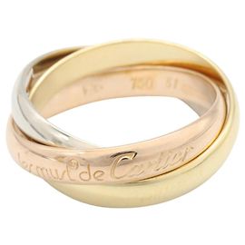 Anel Cartier Trinity Ouro Branco Ouro Amarelo e Ouro Rosa Prata Dourado