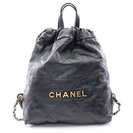 Chanel CHANEL 22 Black Leather Backpack Black