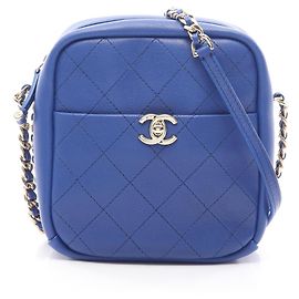 Chanel Matelassé Blue Leather Handbag Blue