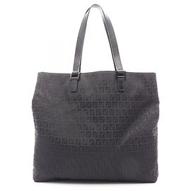 Fendi Zucchino Black Tote Bag Black