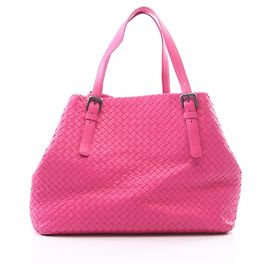 Sac cabas Bottega Veneta en cuir Intrecciato rose Rose
