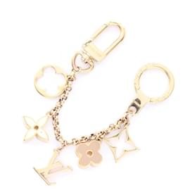 Chaveiro Louis Vuitton Fleur de Monogram Rosa Dourado Cru