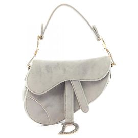 Bolsa Saddle Christian Dior em tecido cinza Marrom