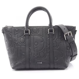Christian Dior Dior Weekender 25 Gravity 2-Way Leather Handbag Black