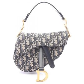 Borsa Mini Saddle Christian Dior Beige Blu navy