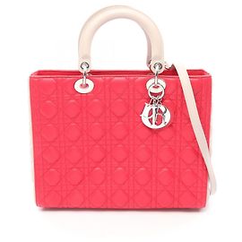 Sac à main 2-Way Christian Dior Lady Large Cannage Marron Rose