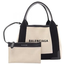 Balenciaga Navy Cabas XS Handbag Black White