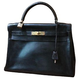 Bolsa Hermès Kelly 32 em couro preto Preto