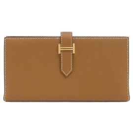 Hermès Hermes Bearn Soufflé Long Wallet Brown Golden