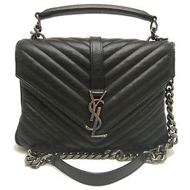 Yves Saint Laurent College Medium Handbag Black
