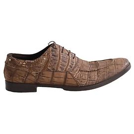 Dolce & Gabbana Brown Leather Lace Up Shoes Brown
