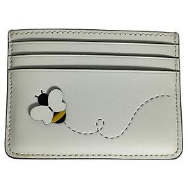 kate spade new york Bee Appliqué Smooth Leather Card Case White Eggshell