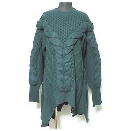Autre Marque nagonstans Asymmetrischer Zopfstrickpullover Grün