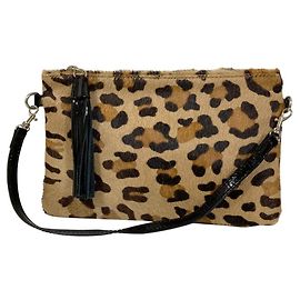 Autre Marque Gianni Chiarini Calf Hair Leopard Accessory Pouch Beige