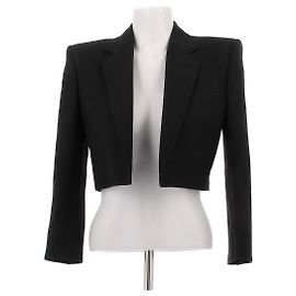 Saint Laurent Black Wool Crop Blazer Black