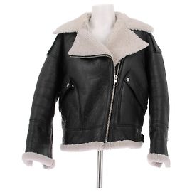 Yves Salomon Black Shearling Jacket Size 38 Black