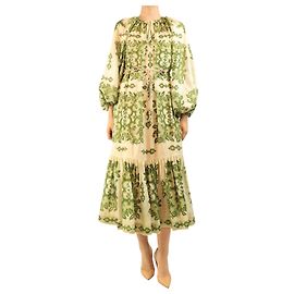 Zimmermann Vestido fluido estampado de seda verde - size UK 10 Verde