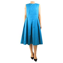 Hermès Vestido evasé de algodón azul - size UK 14 Azul