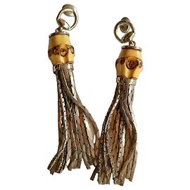 Gucci Orecchini Bambou Tassel in argento 825 e bambù Argento Marrone chiaro Silver hardware