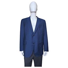 Autre Marque Blazer de lã risca de giz Boggi Milano Azul