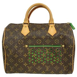 Sac à main Louis Vuitton Monogram Perfo Speedy 30 Marron Vert