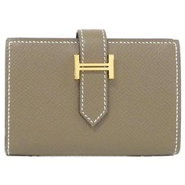 Hermès Cartera Hermes Bearn Mini Gris pardo