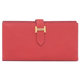 Hermès Hermes Bearn Soufflé Long Wallet Red