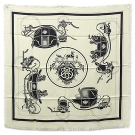 Hermès Lenço de seda Hermes Carre H 271063T Branco