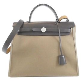 Hermès Hermes Herbag Zip PM Handbag Taupe Damier ebene