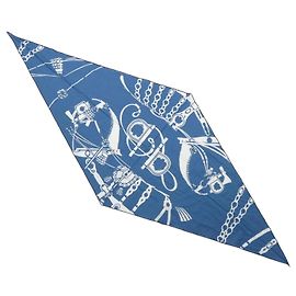 Hermès Hermes Courtly Harness H434223T Lenço Losange/Stole Branco Azul