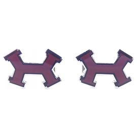Hermès Abotoaduras Hermes marrom e prata Marrom Prata
