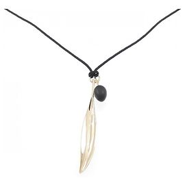 Hermès Collier Hermes 750PG en or rose avec pendentif en obsidienne Autre
